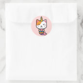Kawaii Uni-Cat Mermaid Ronde Sticker (Tas)