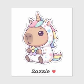 Kawaii Unicorn Capybara Sticker