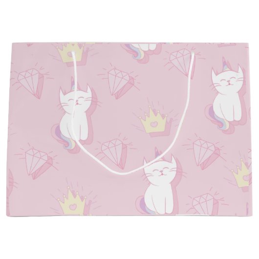 Kawaii Unicorn Cat Cute Caticorn voor kinderen Groot Cadeauzakje (Voorkant)