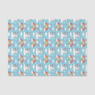 Kawaii Unicorn Cat Rainbow Pattern Valentijnsdag Tissuepapier