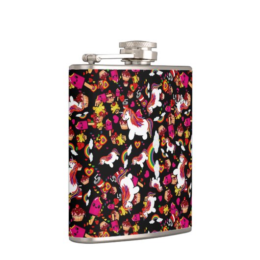 Kawaii Unicorn Cupcake Doodles Personalized Heupfles (Rechts)