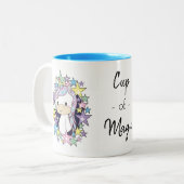 Kawaii Unicorn en Stars Cute Two-Tone Mok (Voorkant links)
