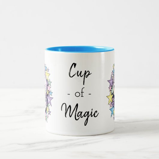 Kawaii Unicorn en Stars Cute Two-Tone Mok (Center)