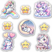 Kawaii Unicorn Fantasy Sticker Pack (Voorkant)