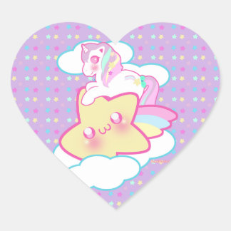 Kawaii Unicorn Hart Sticker