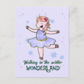 Kawaii Unicorn | Lopen tijdens de winter Briefkaart (Voorkant)