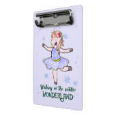 Kawaii Unicorn | Lopen tijdens de winter Mini Klembord (Angled2)