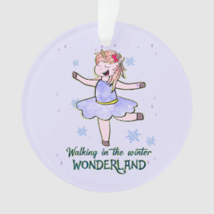 Kawaii Unicorn Lopen tijdens de winter Ornament