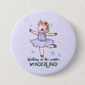 Kawaii Unicorn | Lopen tijdens de winter Ronde Button 7,6 Cm (Voorkant)