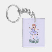 Kawaii Unicorn | Lopen tijdens de winter Sleutelhanger (Voorkant Links)