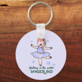 Kawaii Unicorn | Lopen tijdens de winter Sleutelhanger (Voorkant)