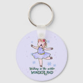 Kawaii Unicorn | Lopen tijdens de winter Sleutelhanger (Achterkant)
