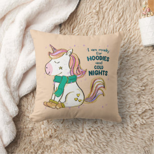 Kawaii Unicorn Winter en Hoodies Kussen
