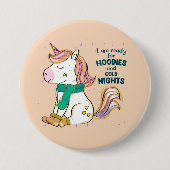 Kawaii Unicorn | Winter en Hoodies Ronde Button 7,6 Cm (Voorkant)