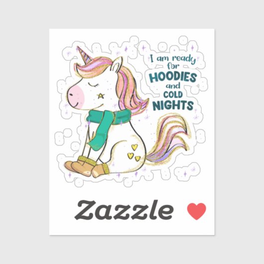 Kawaii Unicorn | Winter en Hoodies Sticker (Vel)
