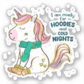 Kawaii Unicorn | Winter en Hoodies Sticker (Voorkant)