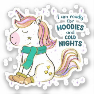 Kawaii Unicorn   Winter en Hoodies Sticker