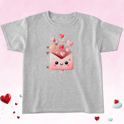 Kawaii Valentijns Envelope met Harten T-shirt