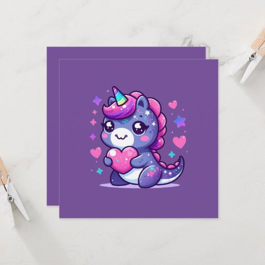 Kawaii Valentijnsdagkaart Kaart (Voorkant / Achterkant in situ)