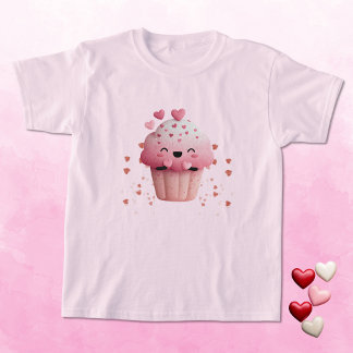 Kawaii Valentijnskaarten Cupcake met Harten T-shirt