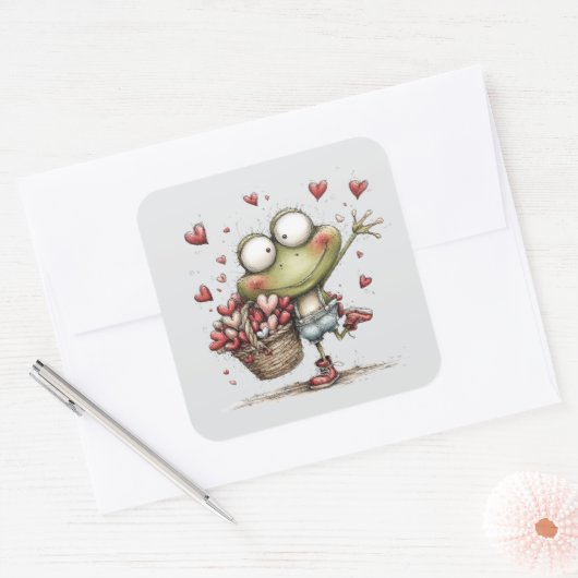 Kawaii Valentine Character 3 Inch Sticker – Cute L (Envelop)