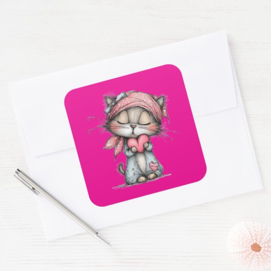 Kawaii Valentine Character 3 Inch Sticker – Cute L (Envelop)