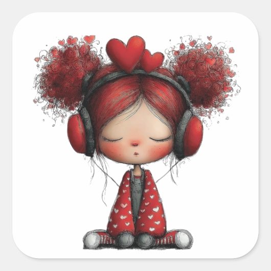 Kawaii Valentine Character 3 Inch Sticker – Cute L (Voorkant)