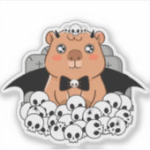 Kawaii Vampier Capybara - Griezelige Begraafplaats Sticker (Voorkant)