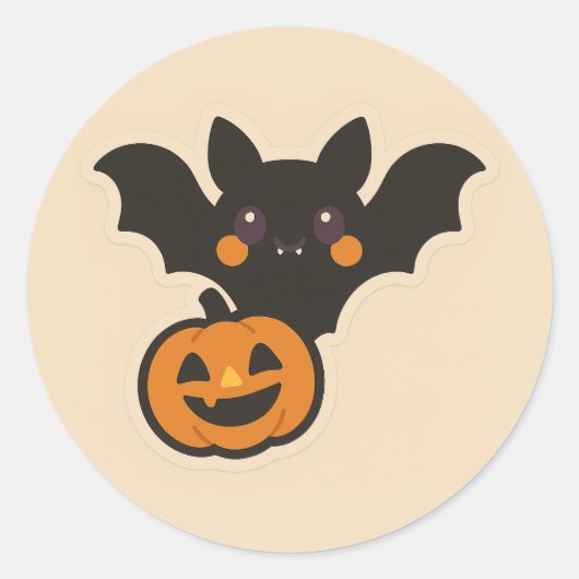 Kawaii Vampire Bat Neon Halloween Sticker (Voorkant)
