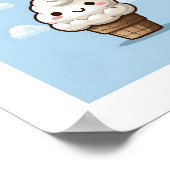 Kawaii Vanilla Ice Cream Cone Poster (Hoek)