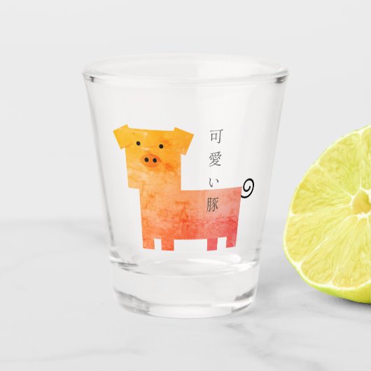 kawaii varken shot glas (Voorkant)