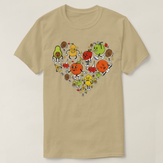 Kawaii Vegan Vegetarian Heart Fruit T-shirt (Design voorkant)