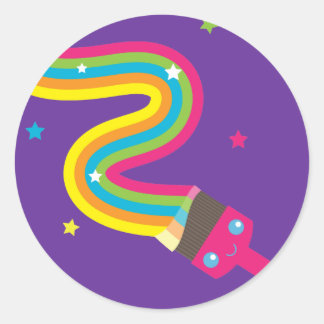 Kawaii verfkwast ronde sticker
