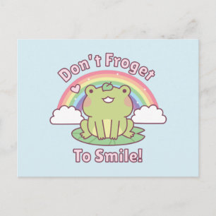 Kawaii vergeet niet te glimlachen kikker goede vib briefkaart