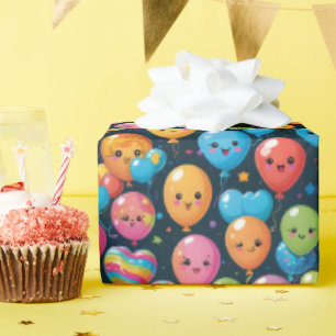 Kawaii verjaardag ballon patroon cadeaupapier