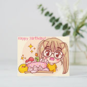Kawaii Verjaardag Briefkaart (Staand voorkant)