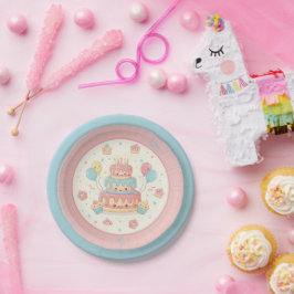 Kawaii Verjaardag - Cute Cake en Cupcakes Papieren Bordje