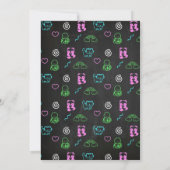 Kawaii Verjaardag Krijtbord Neon Party Uitnodiging (Achterkant)