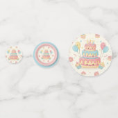 Kawaii Verjaardag - Mooie Taart en Cupcakes Confetti (Voorkanten)