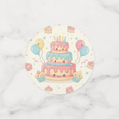 Kawaii Verjaardag - Mooie Taart en Cupcakes Confetti (Kleine voorkant)
