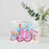 Kawaii verjaardagskaart briefkaart (Staand voorkant)