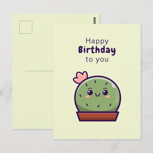 Kawaii verjaardagskaart briefkaart (Voorkant / Achterkant)