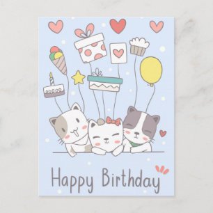 Kawaii verjaardagskaart briefkaart