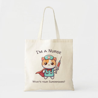 Kawaii Verpleegkundige canvas tas met Superhero ve