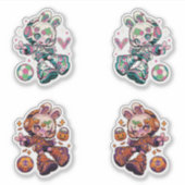 Kawaii Victory&Halloween Soccer Bunny Chibi 4-Pack Sticker (Voorkant)