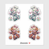 Kawaii Victory&Halloween Soccer Bunny Chibi 4-Pack Sticker (Vel)