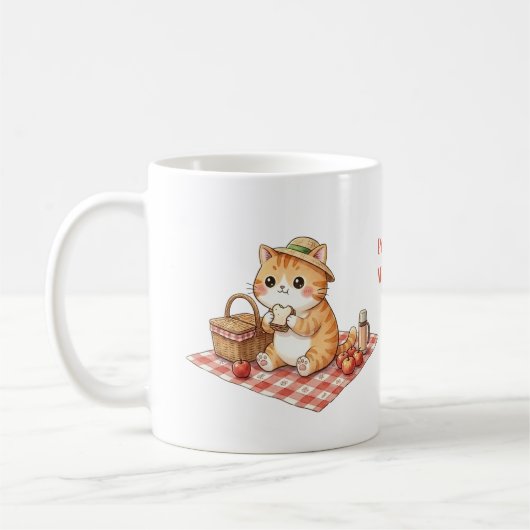 Kawaii Vintage Gemberkat Picknick Mok (Links)