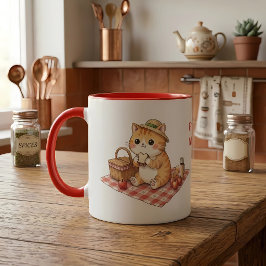 Kawaii Vintage Gemberkat Picknick Mok