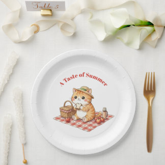 Kawaii Vintage Gemberkat Picknick Papieren Borden Bordje