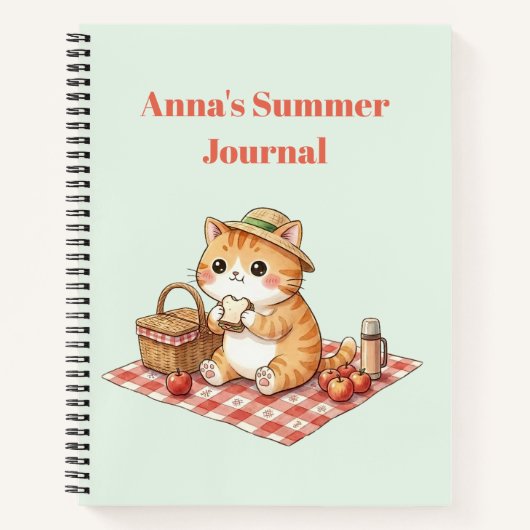 Kawaii Vintage Gemberkat Waterverf Notitieboek (Voorkant)